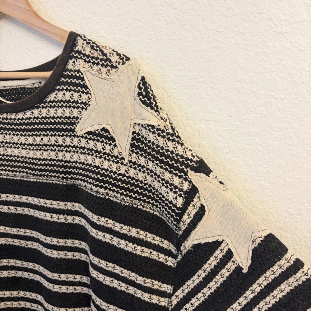 We The Free People Fun In the Sun Tee Crochet Knit Top M Star Boho Oversized NWT - Picture 4 of 11
